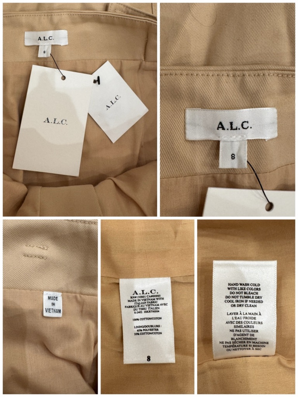 NWT A.L.C. Belted Cotton-Twill Midi Skirt in Latte Size 8 - Picture 16 of 16